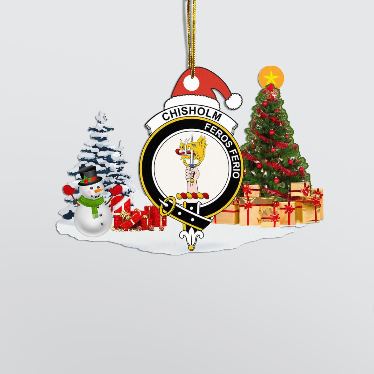 Clan Chisholm Crest Tartan Acrylic Christmas Ornament GB22 Chisholm Tartan Tartan Christmas   