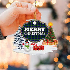 Clan MacEwen Modern "Merry Christmas" Tartan Acrylic Ornament BA76 MacEwen Modern Tartan Tartan Christmas   