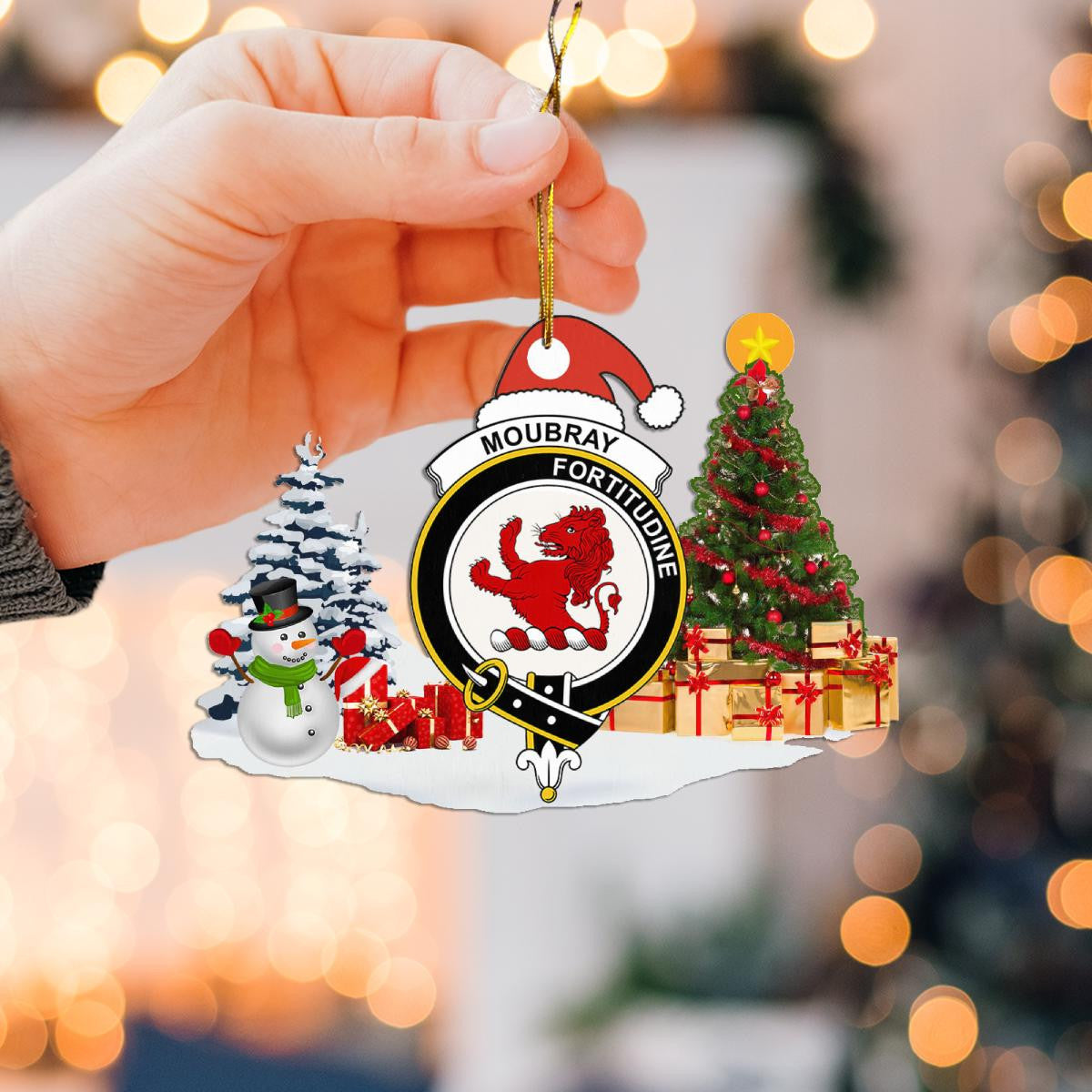 Clan Moubray Crest Tartan Acrylic Christmas Ornament PF68 Moubray Tartan Tartan Christmas   