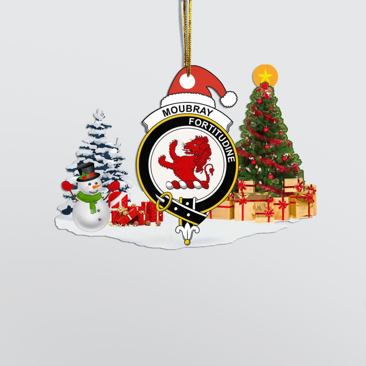 Clan Moubray Crest Tartan Acrylic Christmas Ornament PF68 Moubray Tartan Tartan Christmas   