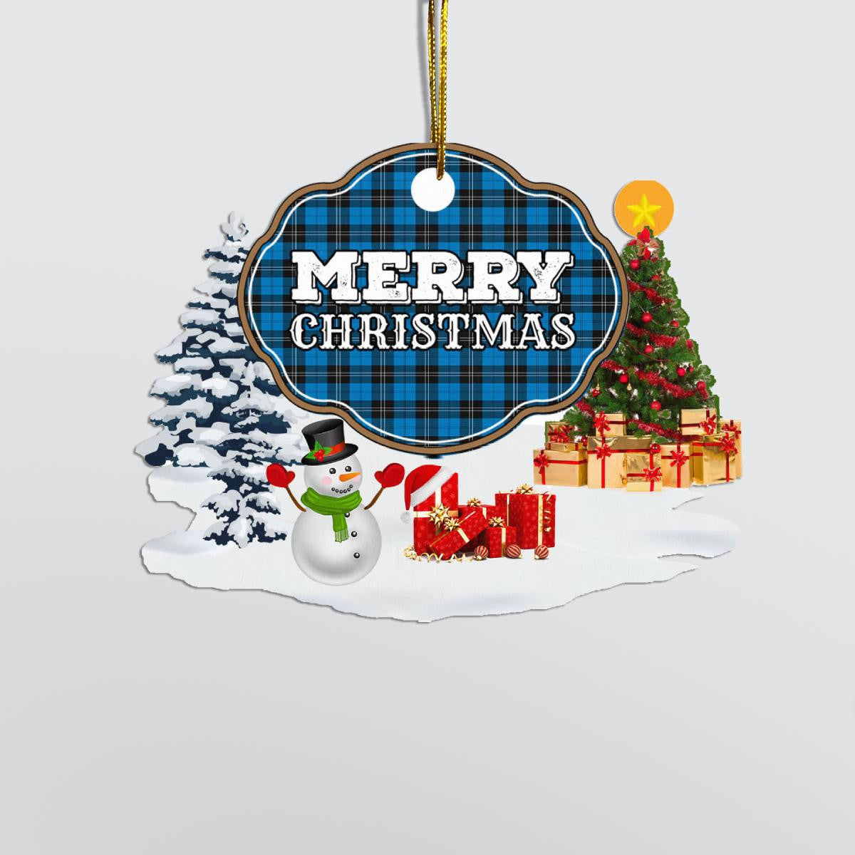 Clan Ramsay Blue Ancient "Merry Christmas" Tartan Acrylic Ornament OM77 Ramsay Blue Ancient Tartan Tartan Christmas   