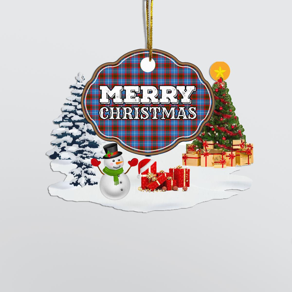 Clan Crichton District "Merry Christmas" Tartan Acrylic Ornament EC92 Crichton District Tartan Tartan Christmas   