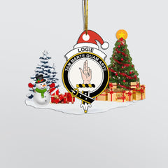 Clan Logie Crest Tartan Acrylic Christmas Ornament QB27 Logie Tartan Tartan Christmas   