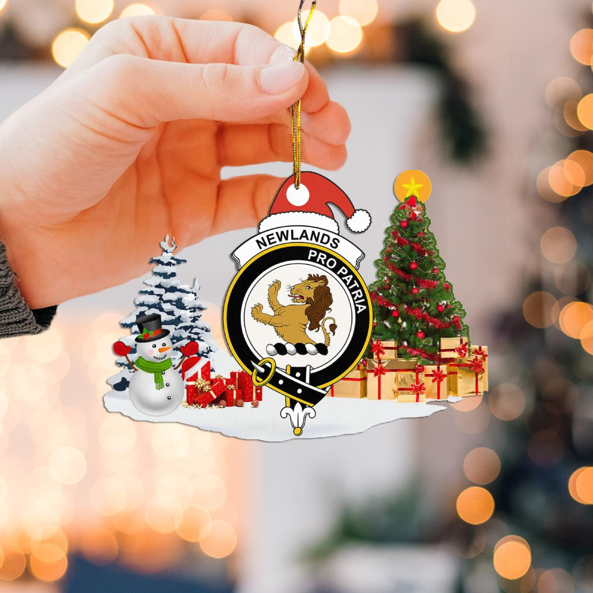 Clan Newlands Crest Tartan Acrylic Christmas Ornament ZD58 Newlands Tartan Tartan Christmas   