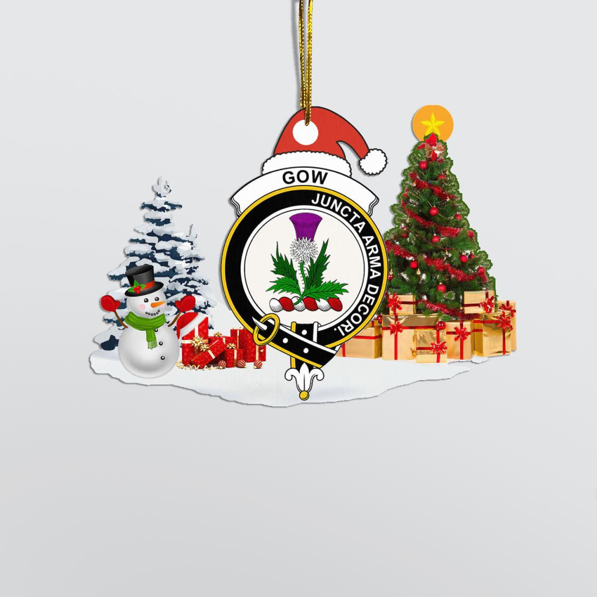 Clan Gow (of Skeoch) Crest Tartan Acrylic Christmas Ornament RH40 Gow (of Skeoch) Tartan Tartan Christmas   