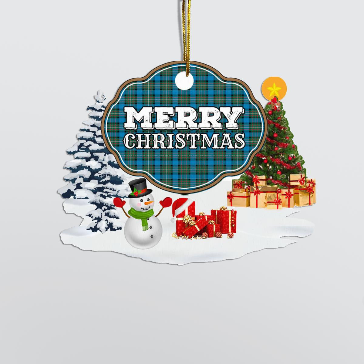 Clan Fergusson Ancient "Merry Christmas" Tartan Acrylic Ornament EI57 Fergusson Ancient Tartan Tartan Christmas   