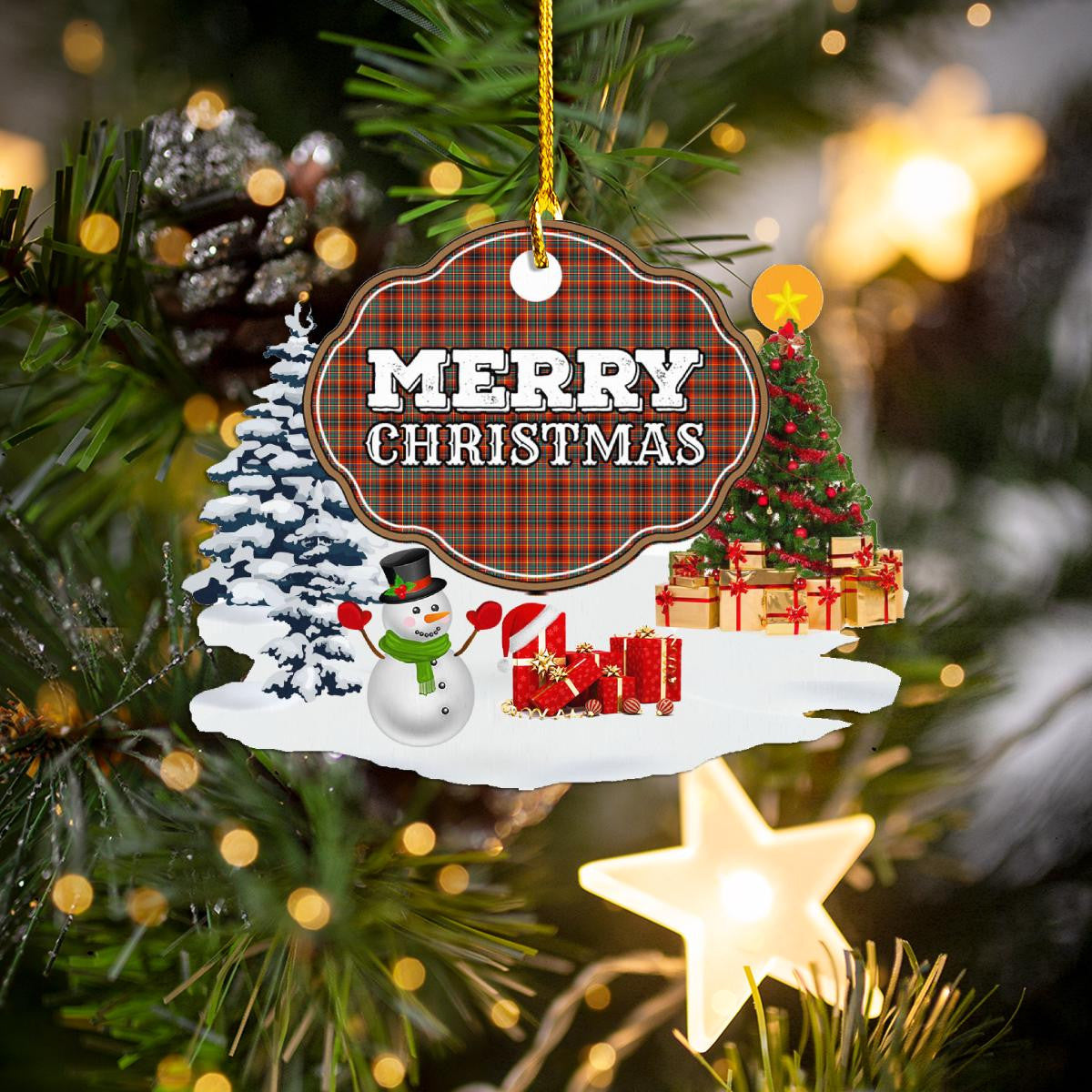 Clan Innes Ancient "Merry Christmas" Tartan Acrylic Ornament YK35 Innes Ancient Tartan Tartan Christmas   