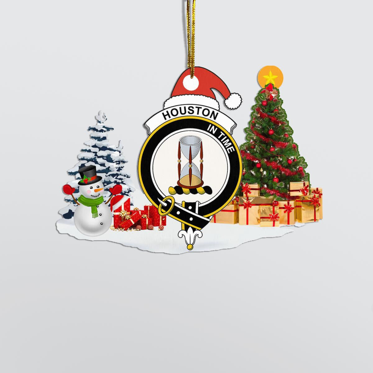 Clan Houston Crest Tartan Acrylic Christmas Ornament WH65 Houston Tartan Tartan Christmas   