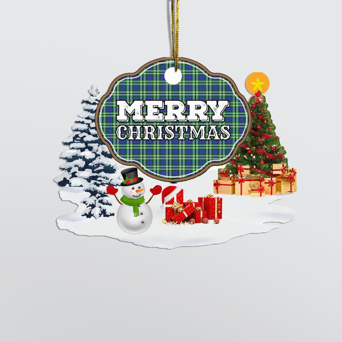 Clan Haliburton "Merry Christmas" Tartan Acrylic Ornament BR43 Haliburton Tartan Tartan Christmas   