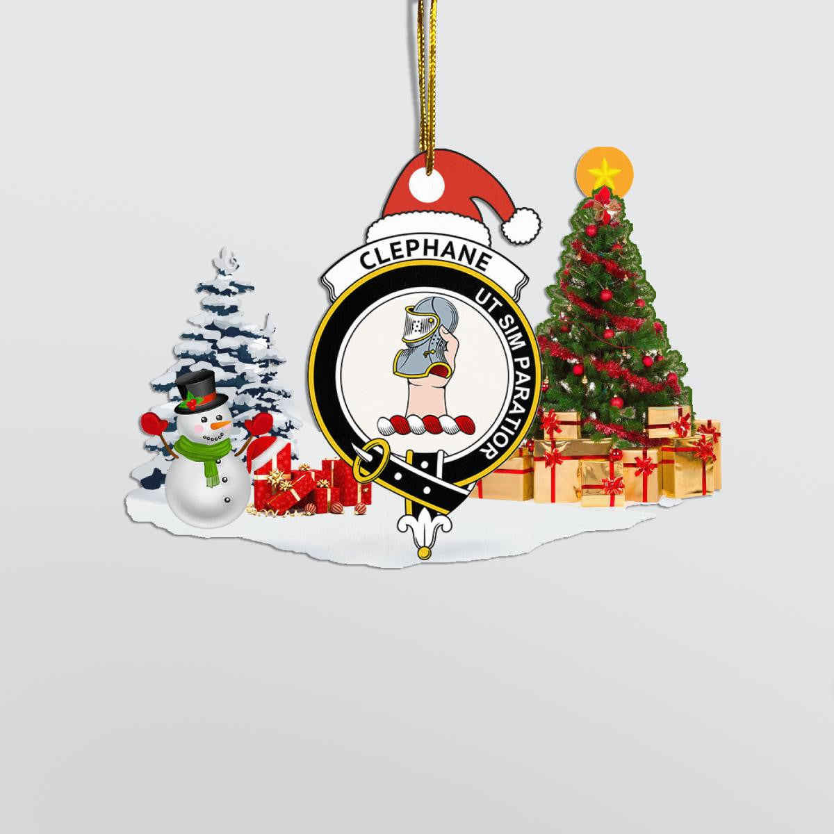 Clan Clephane (or Clephan) Crest Tartan Acrylic Christmas Ornament IE74 Clephane (or Clephan) Tartan Tartan Christmas   