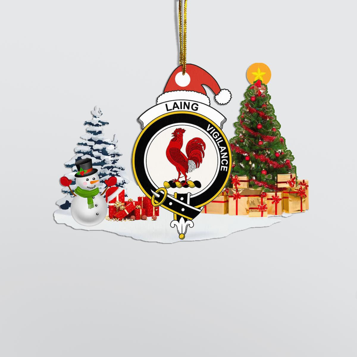 Clan Laing Crest Tartan Acrylic Christmas Ornament WY93 Laing Tartan Tartan Christmas   