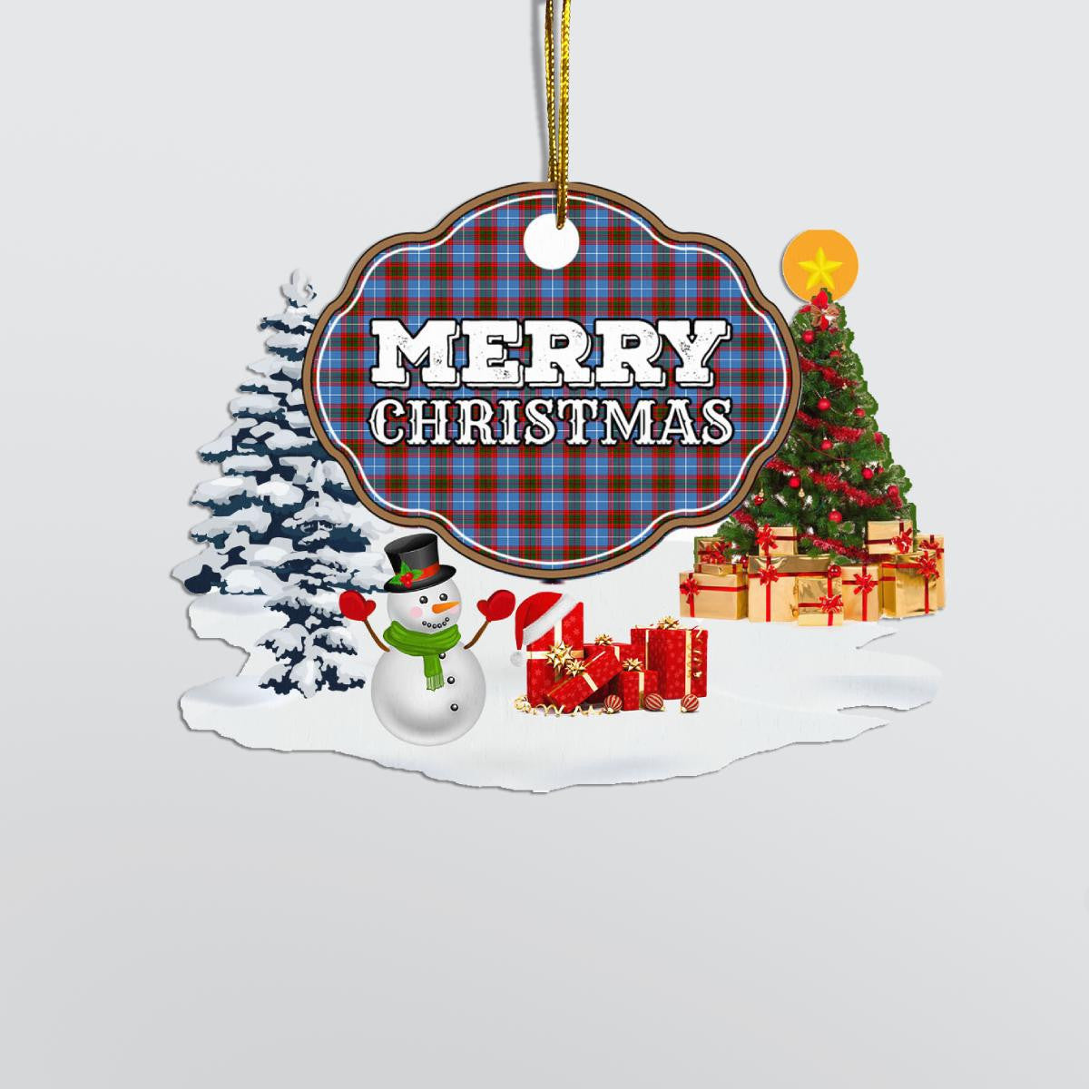 Clan Pentland (Edinburgh) "Merry Christmas" Tartan Acrylic Ornament GU16 Pentland (Edinburgh) Tartan Tartan Christmas   