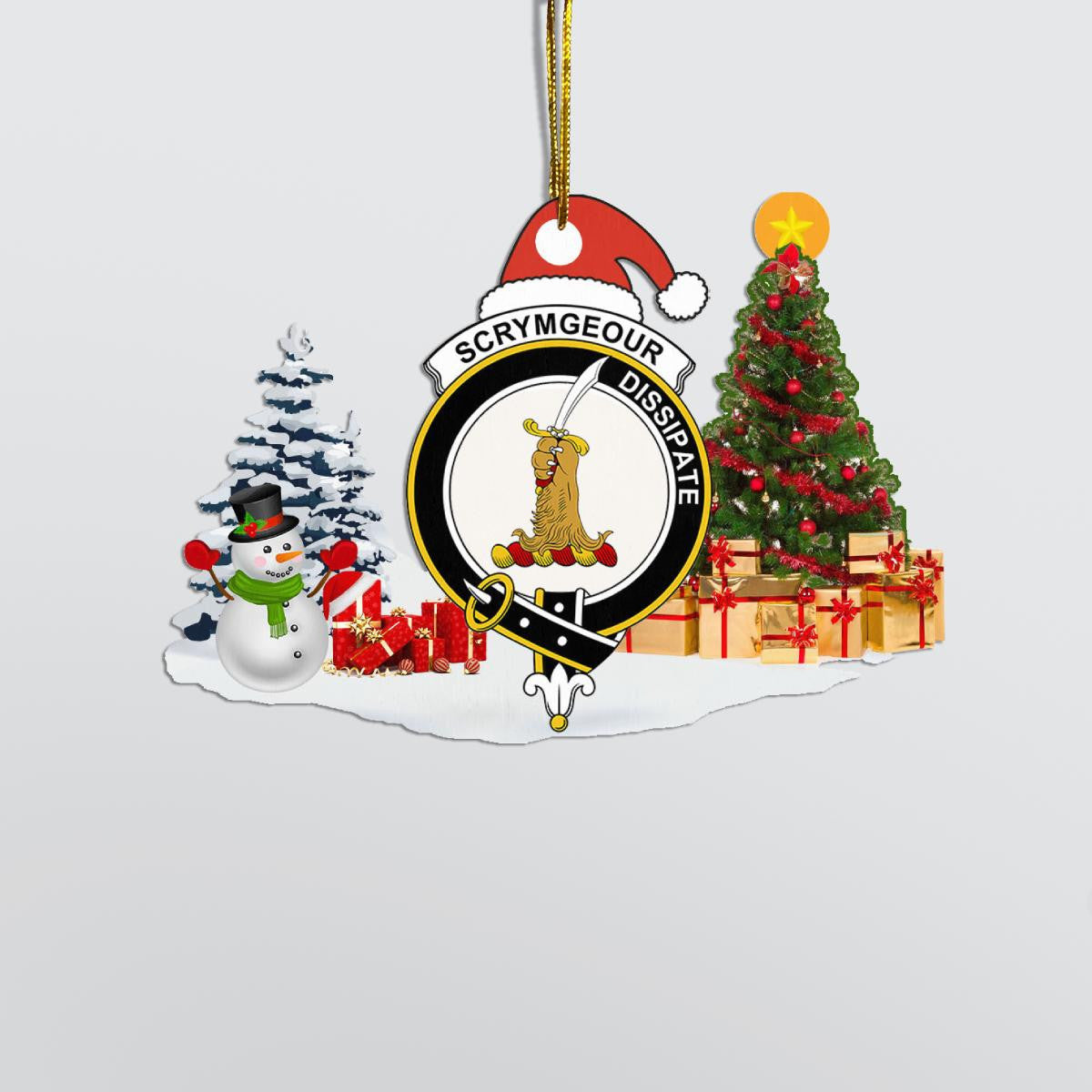 Clan Scrymgeour Crest Tartan Acrylic Christmas Ornament HC50 Scrymgeour Tartan Tartan Christmas   