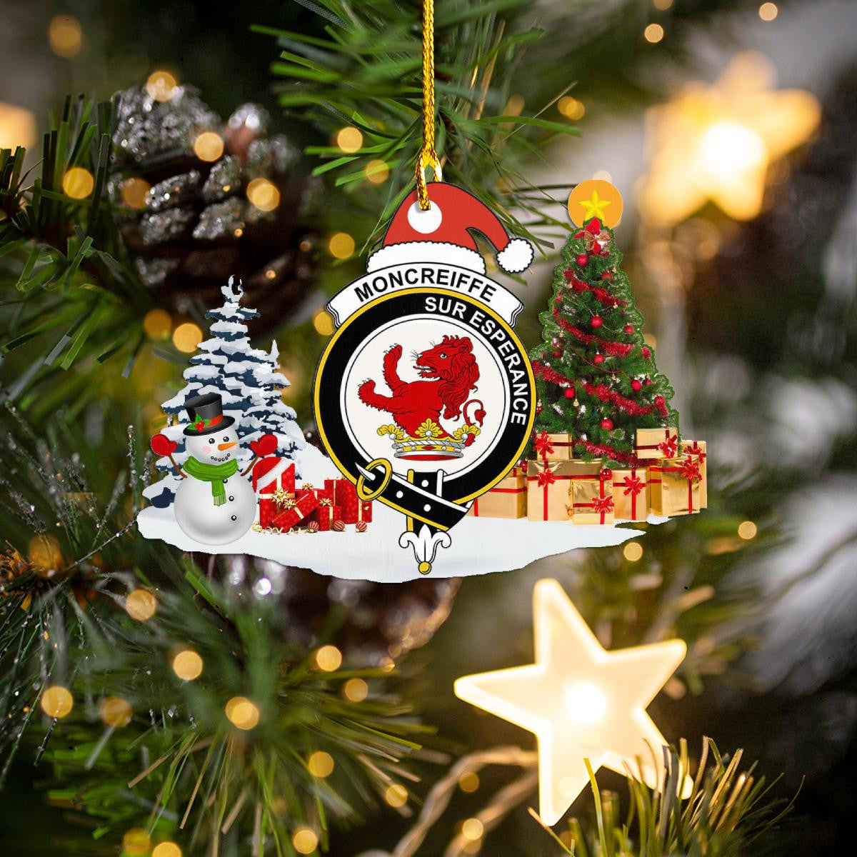 Clan Moncrieffe (or Moncreiff) Crest Tartan Acrylic Christmas Ornament JH76 Moncrieffe (or Moncreiff) Tartan Tartan Christmas   