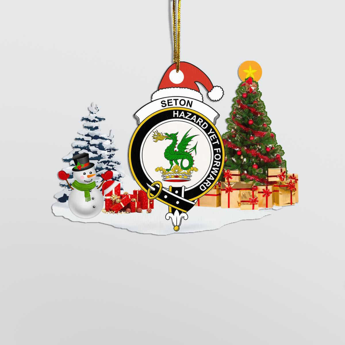 Clan Seton Crest Tartan Acrylic Christmas Ornament TD36 Seton Tartan Tartan Christmas   