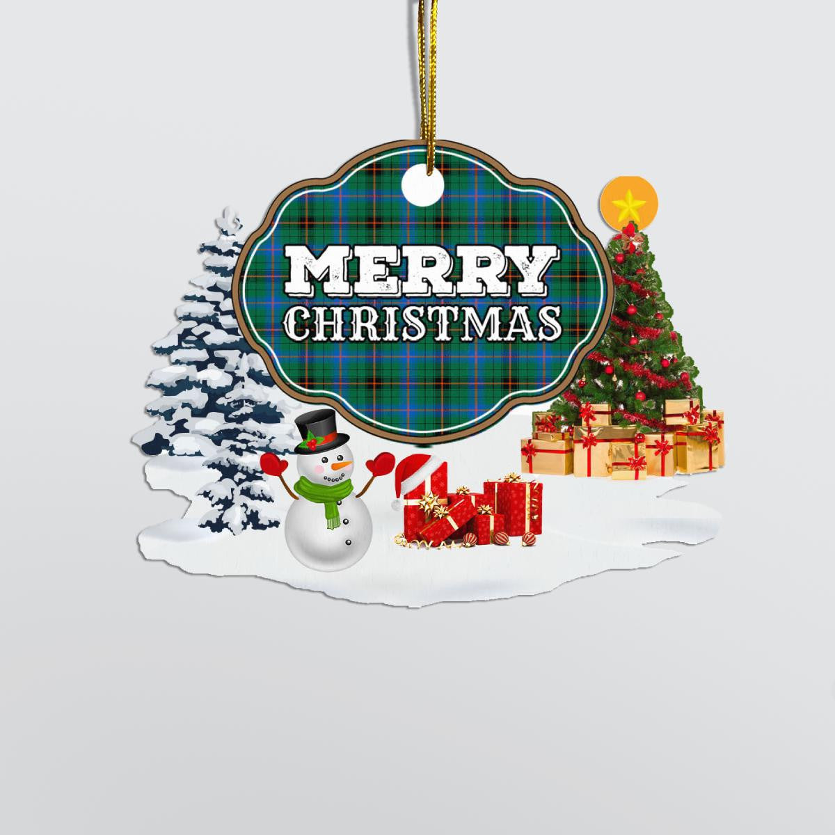 Clan Davidson Ancient "Merry Christmas" Tartan Acrylic Ornament RN81 Davidson Ancient Tartan Tartan Christmas   