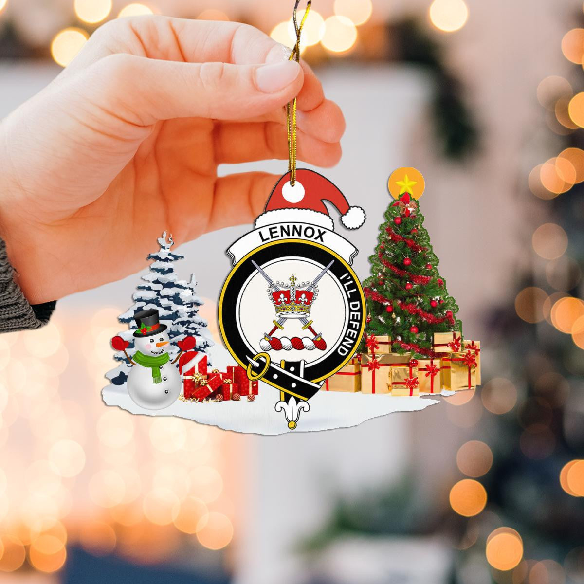 Clan Lennox (Lennox Kincaid) Crest Tartan Acrylic Christmas Ornament FY79 Lennox (Lennox Kincaid) Tartan Tartan Christmas   