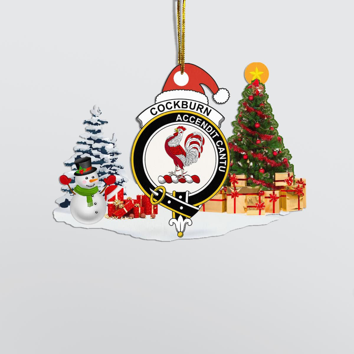 Clan Cockburn Crest Tartan Acrylic Christmas Ornament LE96 Cockburn Tartan Tartan Christmas   