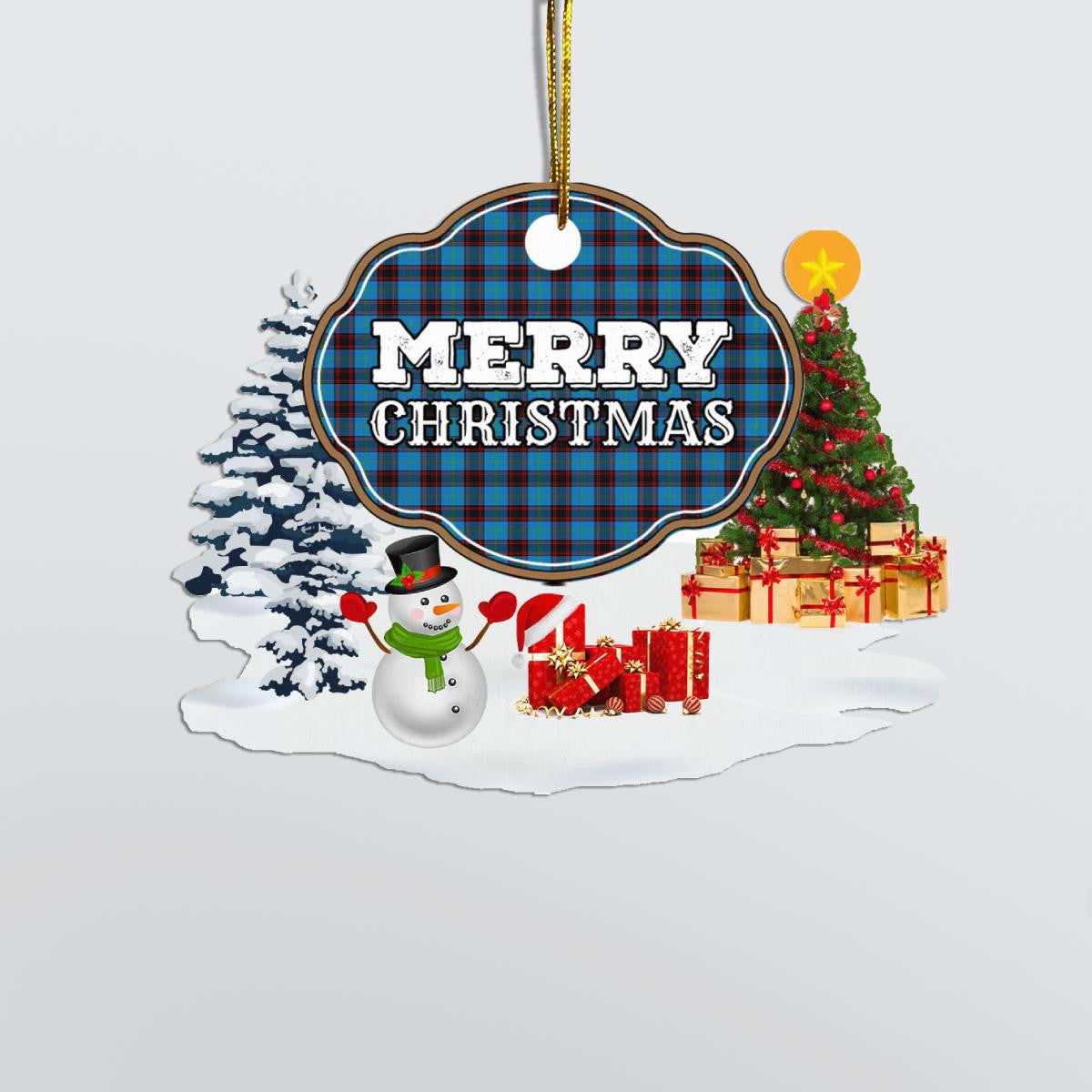 Clan Home Ancient "Merry Christmas" Tartan Acrylic Ornament HZ97 Home Ancient Tartan Tartan Christmas   