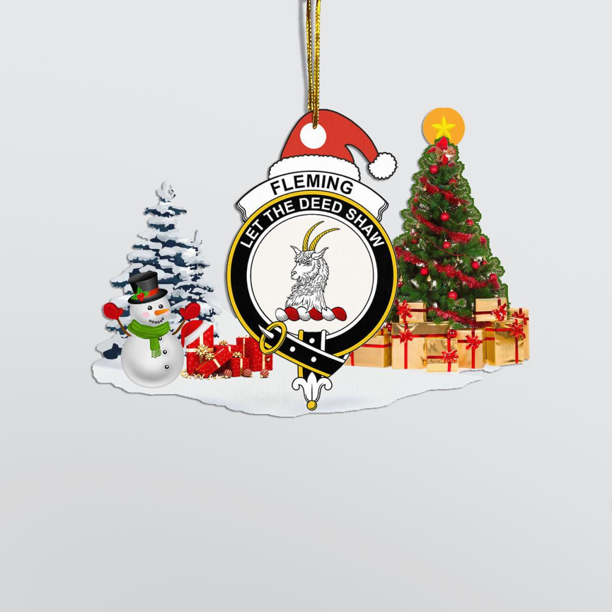 Clan Fleming Crest Tartan Acrylic Christmas Ornament XI38 Fleming Tartan Tartan Christmas   