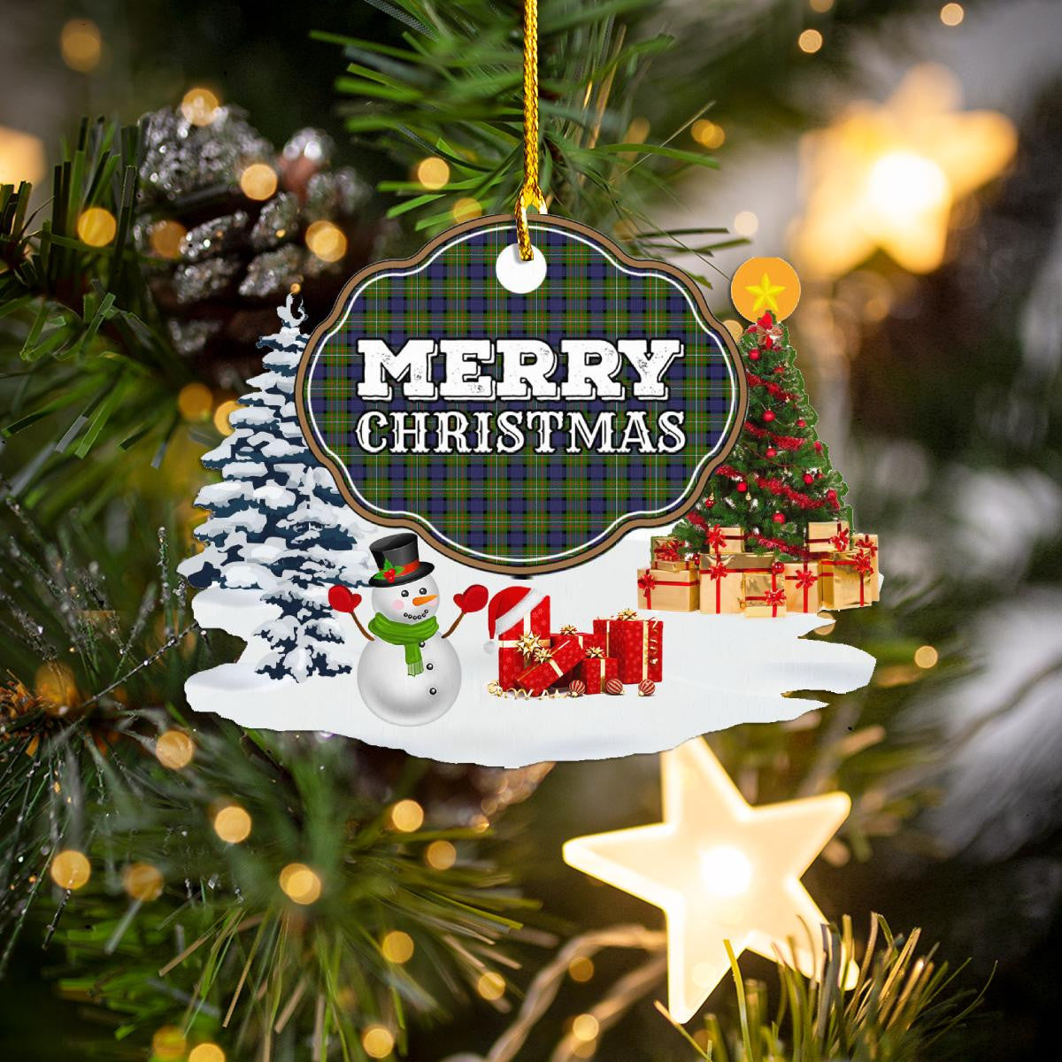 Clan Fergusson Modern "Merry Christmas" Tartan Acrylic Ornament NL99 Fergusson Modern Tartan Tartan Christmas   