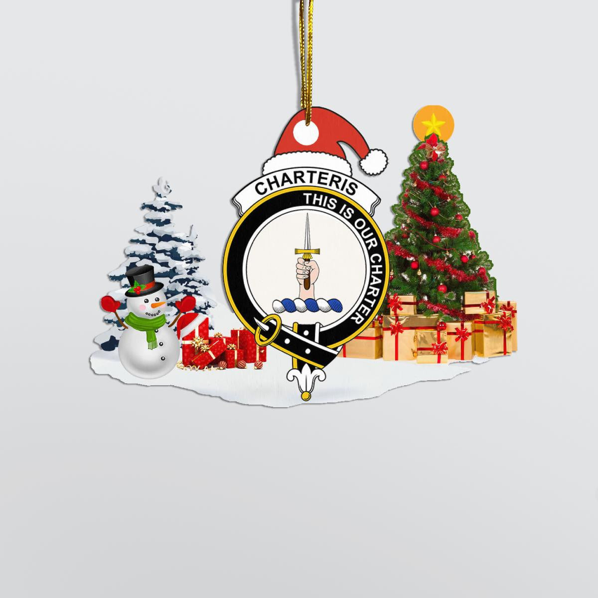 Clan Charteris (Earl of Wemyss) Crest Tartan Acrylic Christmas Ornament HX69 Charteris (Earl of Wemyss) Tartan Tartan Christmas   