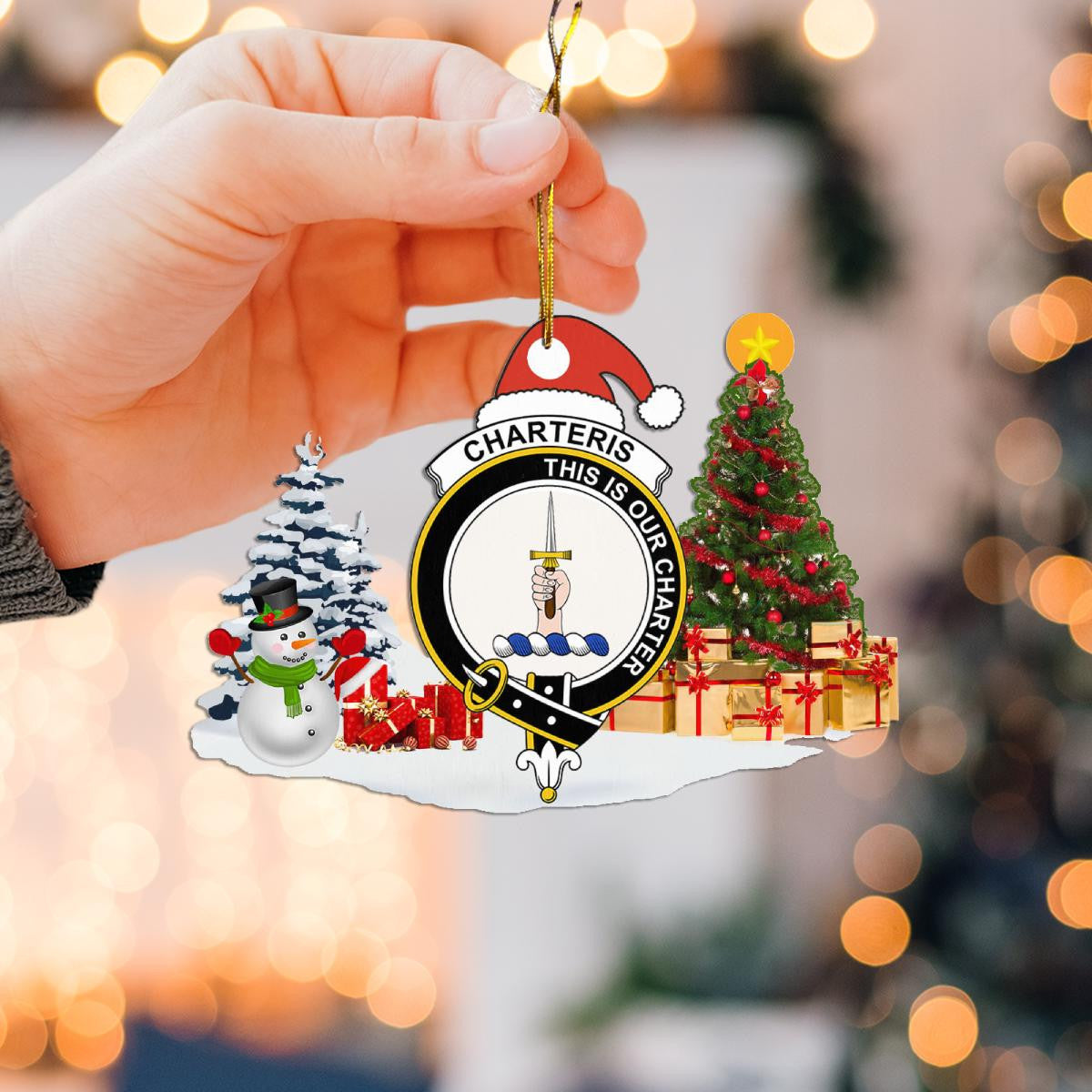 Clan Charteris (Earl of Wemyss) Crest Tartan Acrylic Christmas Ornament HX69 Charteris (Earl of Wemyss) Tartan Tartan Christmas   