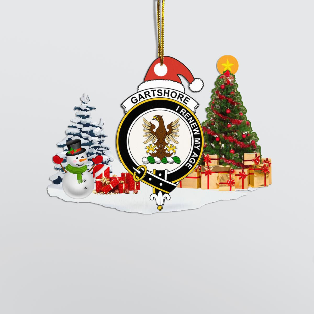 Clan Gartshore Crest Tartan Acrylic Christmas Ornament EH82 Gartshore Tartan Tartan Christmas   