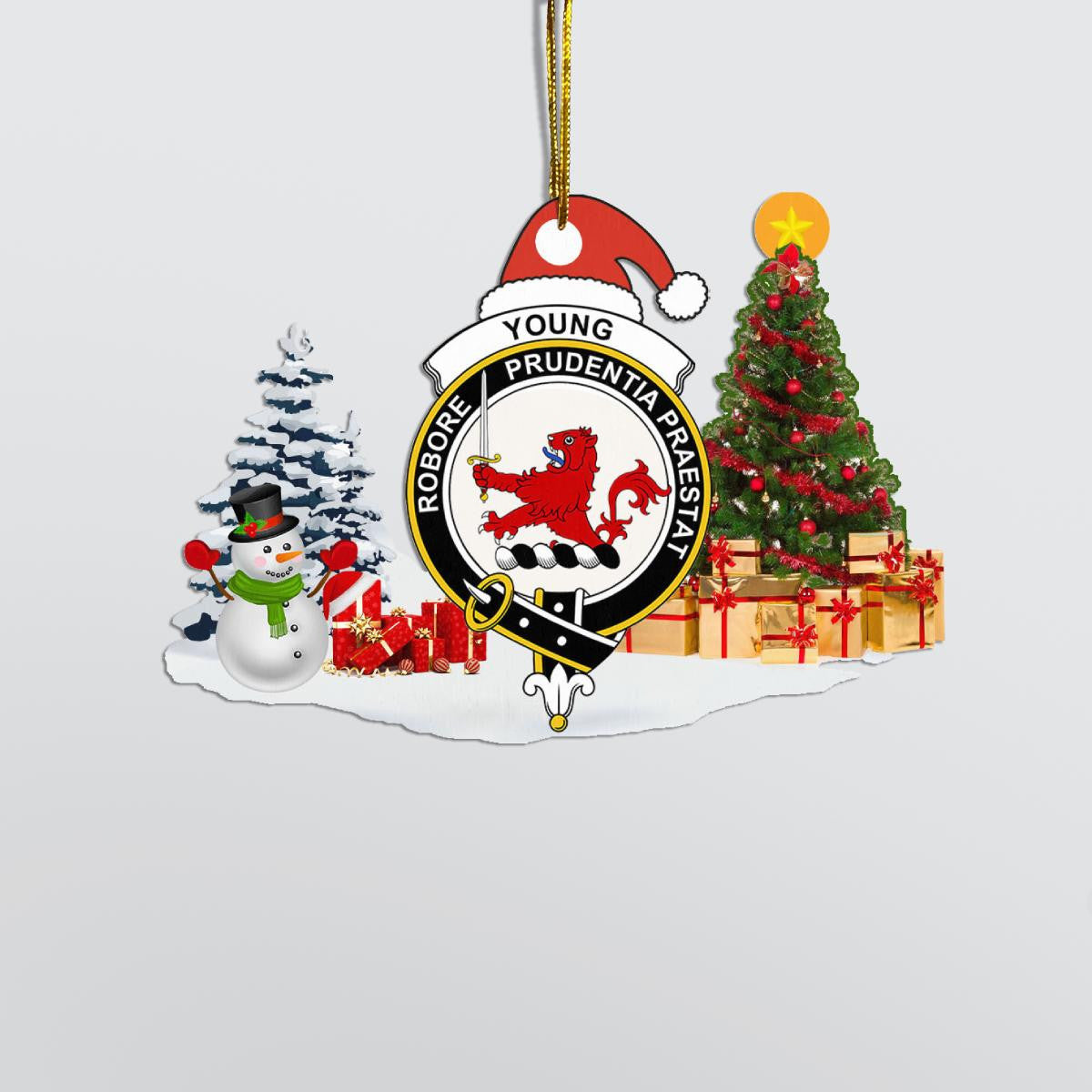 Clan Young Crest Tartan Acrylic Christmas Ornament DA21 Young Tartan Tartan Christmas   