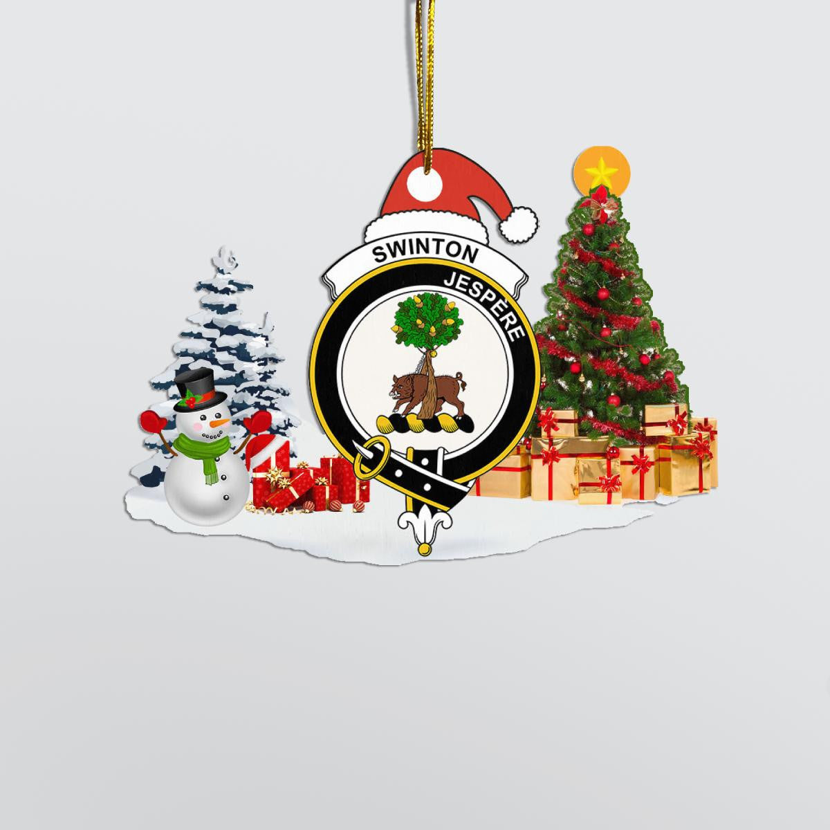 Clan Swinton Crest Tartan Acrylic Christmas Ornament VW95 Swinton Tartan Tartan Christmas   