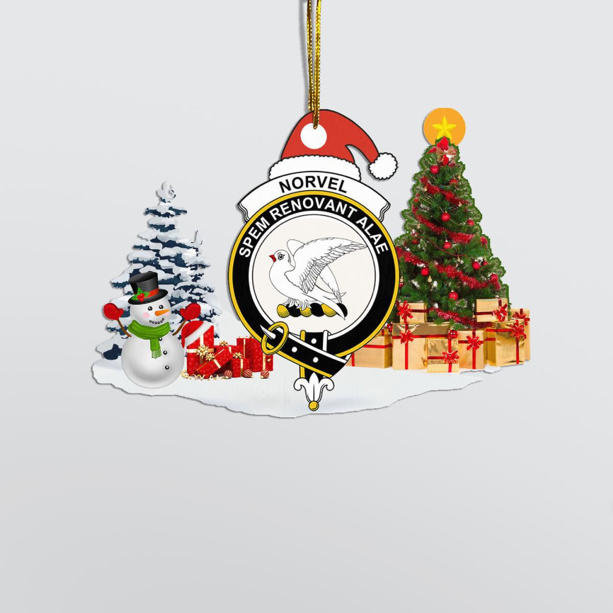 Clan Norvel (or Norvill) Crest Tartan Acrylic Christmas Ornament XM98 Norvel (or Norvill) Tartan Tartan Christmas   