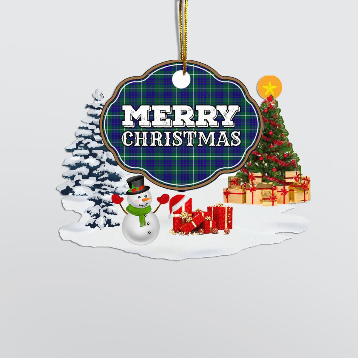 Clan Hamilton Hunting Modern "Merry Christmas" Tartan Acrylic Ornament SB22 Hamilton Hunting Modern Tartan Tartan Christmas   