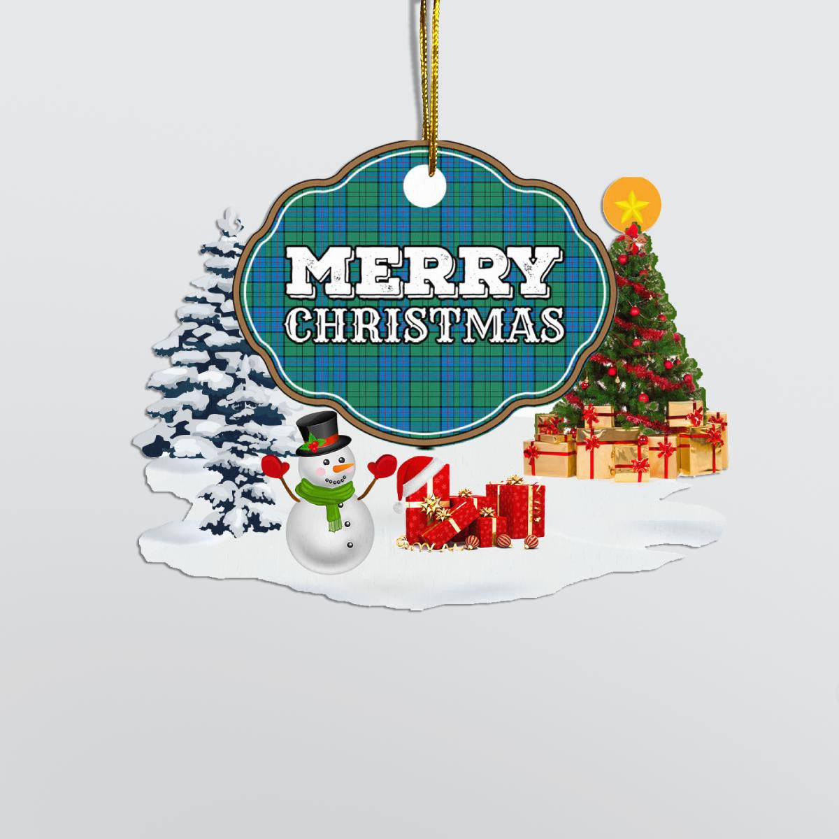 Clan Lockhart "Merry Christmas" Tartan Acrylic Ornament QM44 Lockhart Tartan Tartan Christmas   