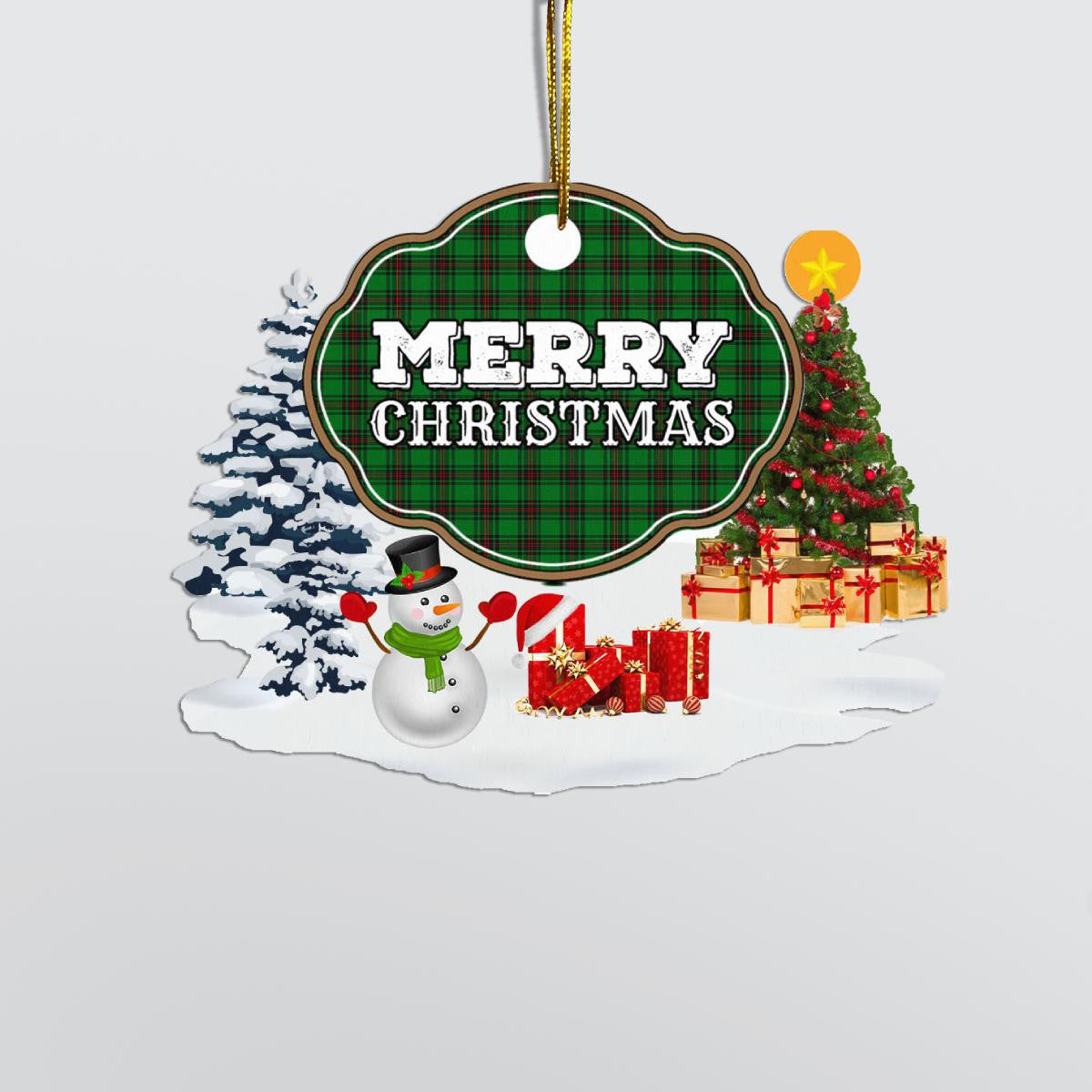 Clan Halkerston "Merry Christmas" Tartan Acrylic Ornament UI56 Halkerston Tartan Tartan Christmas   