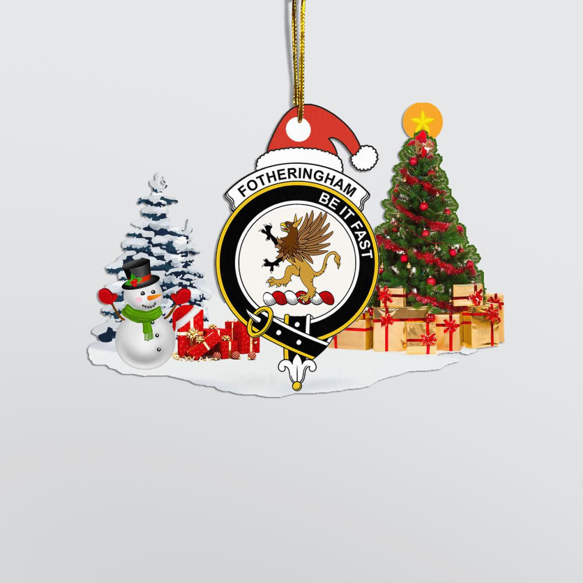 Clan Fotheringham Crest Tartan Acrylic Christmas Ornament XV86 Fotheringham Tartan Tartan Christmas   