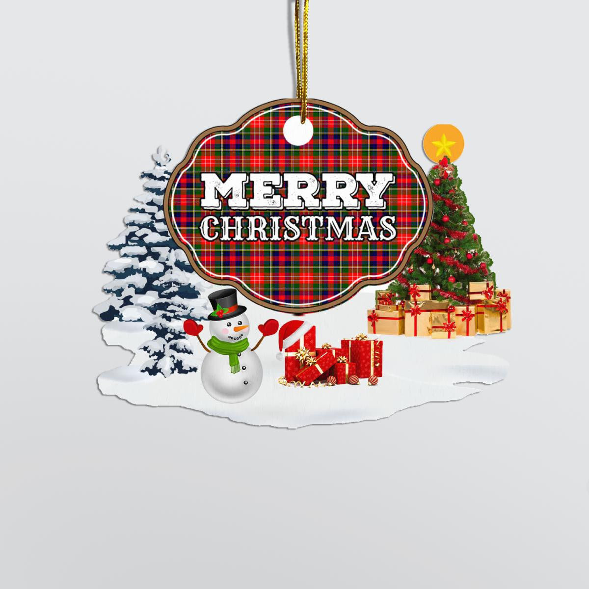 Clan Christie "Merry Christmas" Tartan Acrylic Ornament GX56 Christie Tartan Tartan Christmas   