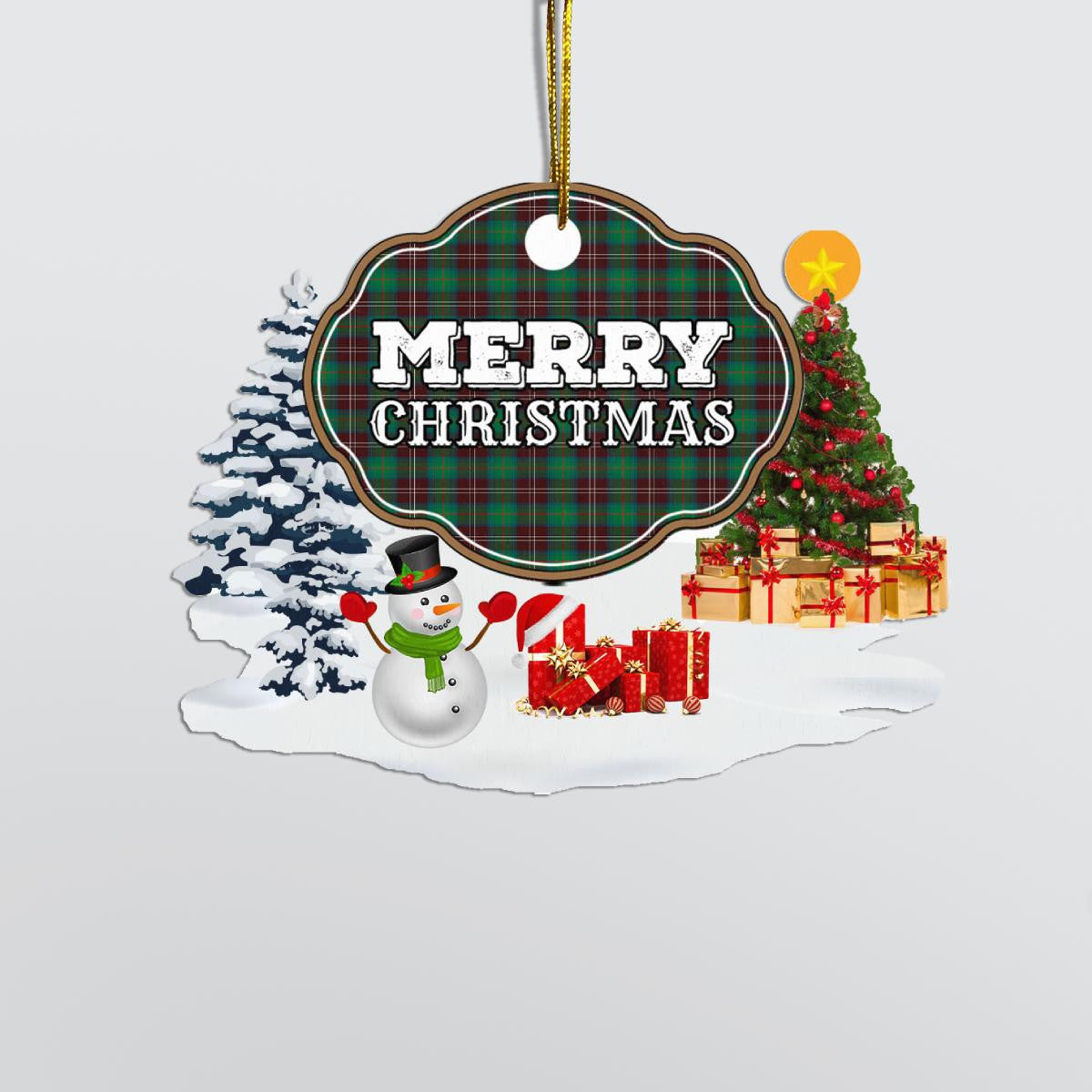 Clan Chisholm Hunting Ancient "Merry Christmas" Tartan Acrylic Ornament WR53 Chisholm Hunting Ancient Tartan Tartan Christmas   