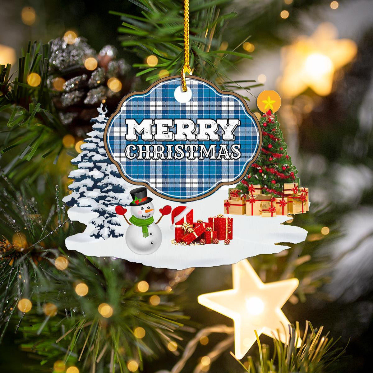 Clan Roberton "Merry Christmas" Tartan Acrylic Ornament MH75 Roberton Tartan Tartan Christmas   