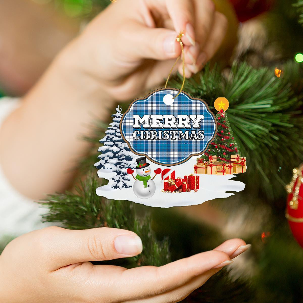 Clan Roberton "Merry Christmas" Tartan Acrylic Ornament MH75 Roberton Tartan Tartan Christmas   