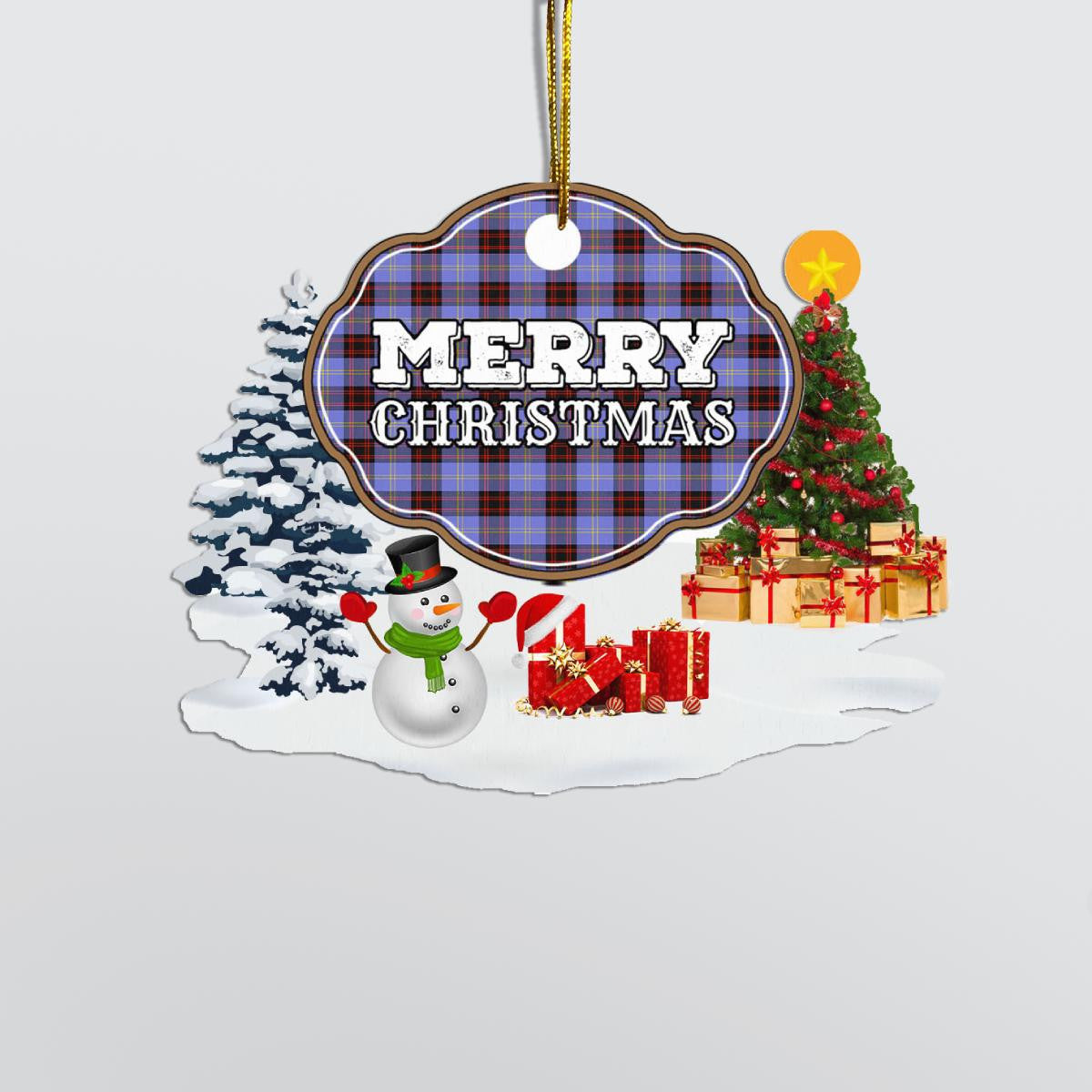 Clan Rutherford "Merry Christmas" Tartan Acrylic Ornament QB27 Rutherford Tartan Tartan Christmas   