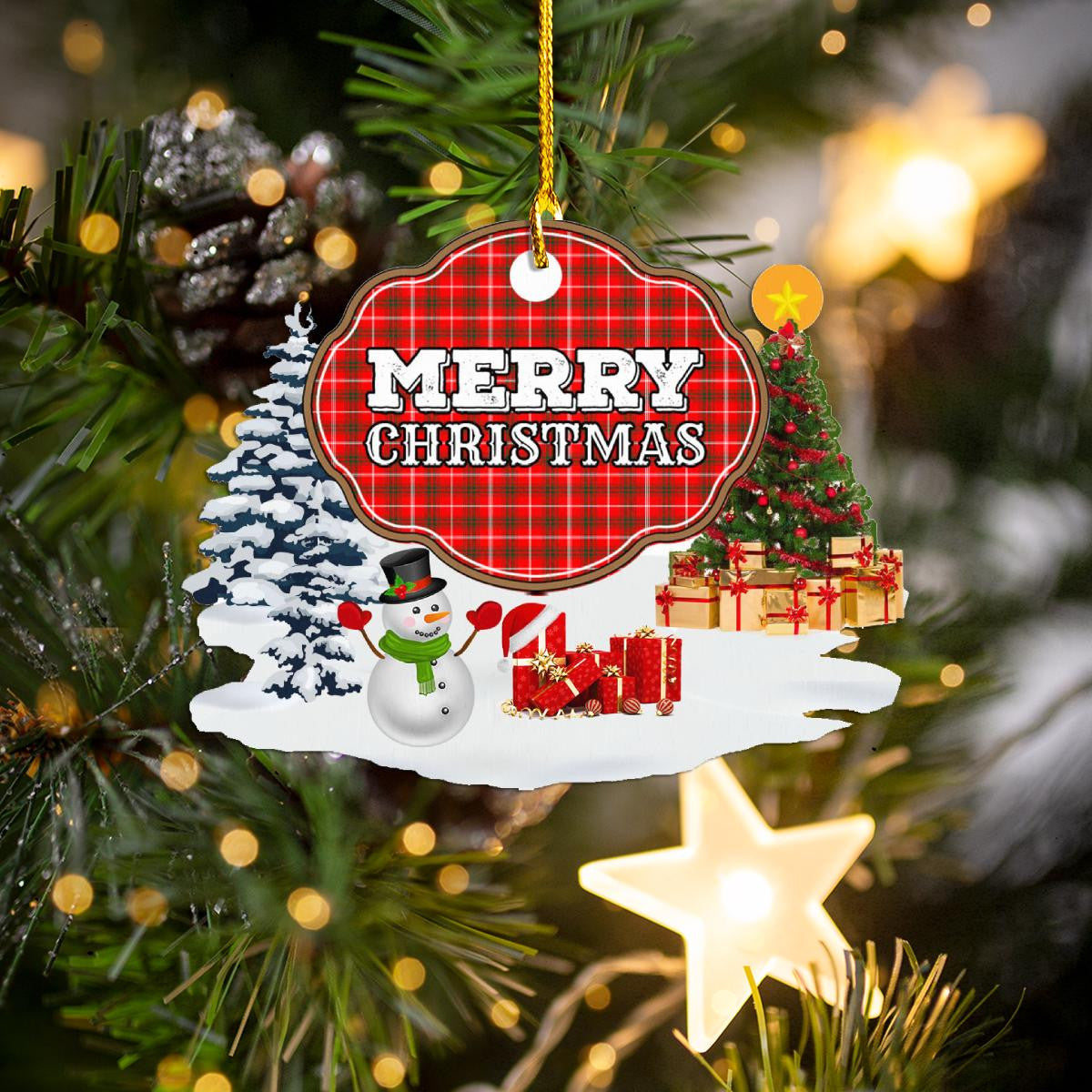 Clan Duke of Rothesay Modern "Merry Christmas" Tartan Acrylic Ornament MS80 Duke of Rothesay Modern Tartan Tartan Christmas   