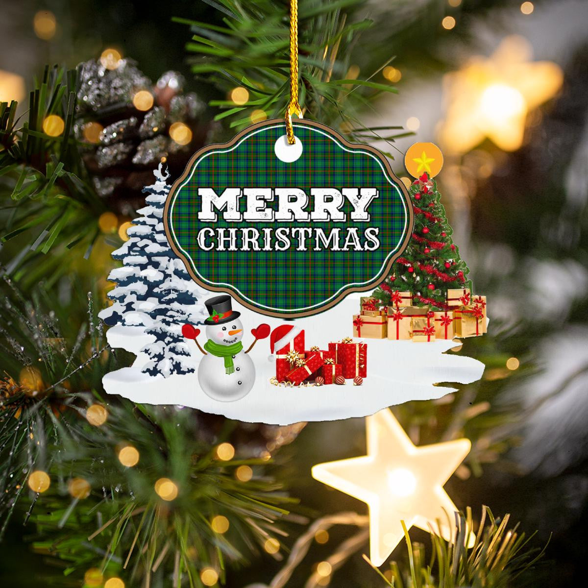 Clan Cranstoun "Merry Christmas" Tartan Acrylic Ornament PI67 Cranstoun Tartan Tartan Christmas   