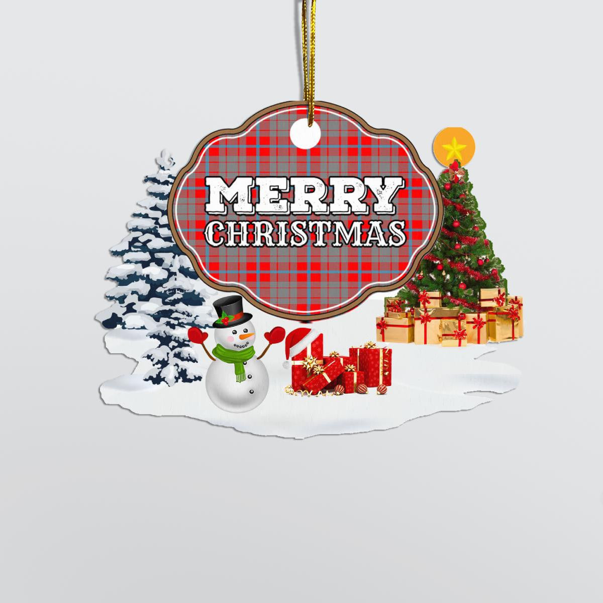 Clan Moubray "Merry Christmas" Tartan Acrylic Ornament JO34 Moubray Tartan Tartan Christmas   