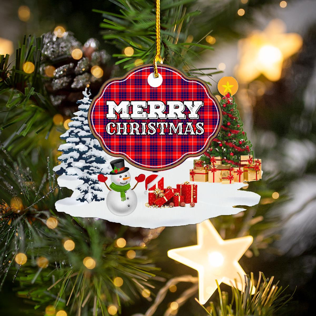 Clan Hamilton Modern "Merry Christmas" Tartan Acrylic Ornament QX37 Hamilton Modern Tartan Tartan Christmas   