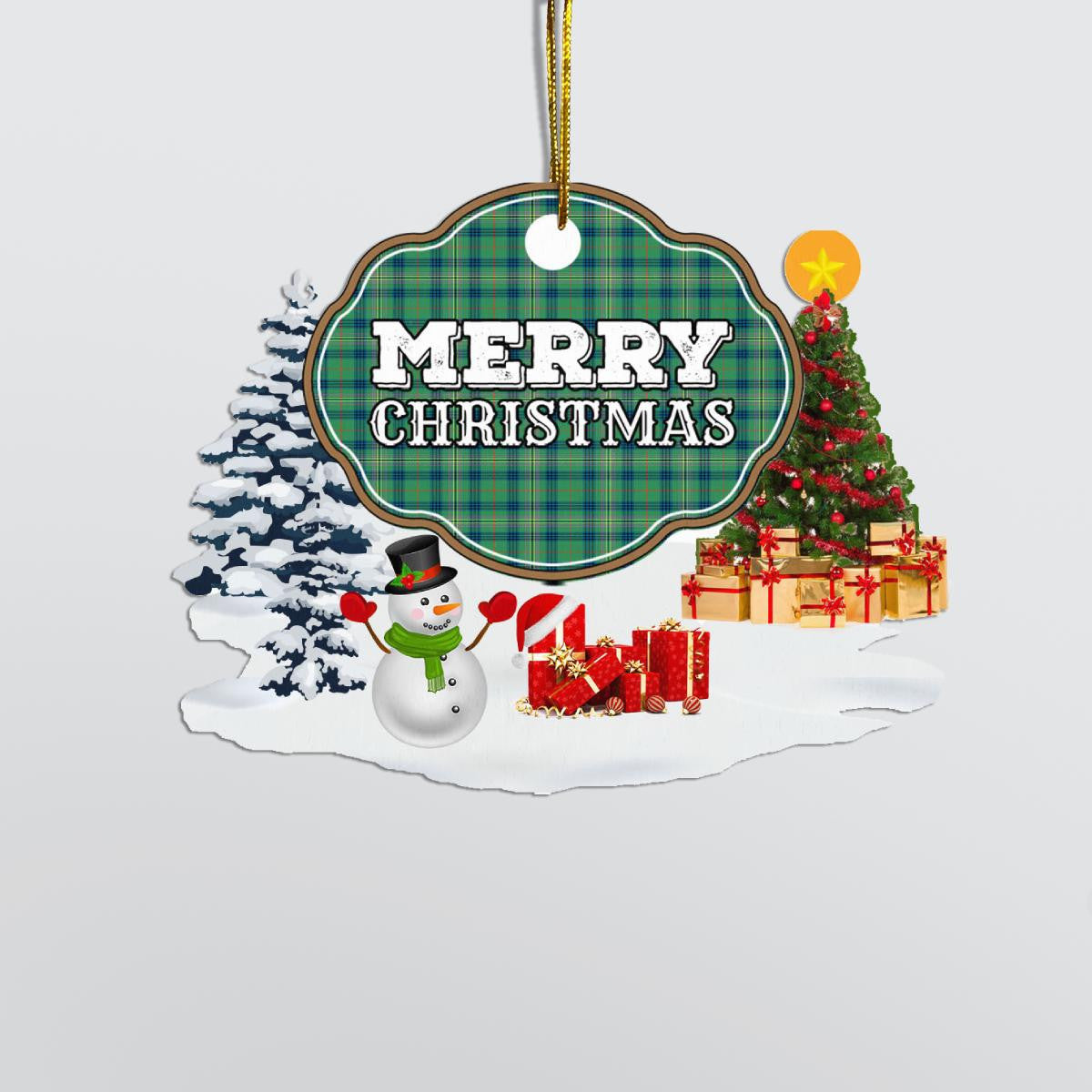 Clan Kennedy Ancient "Merry Christmas" Tartan Acrylic Ornament UZ43 Kennedy Ancient Tartan Tartan Christmas   