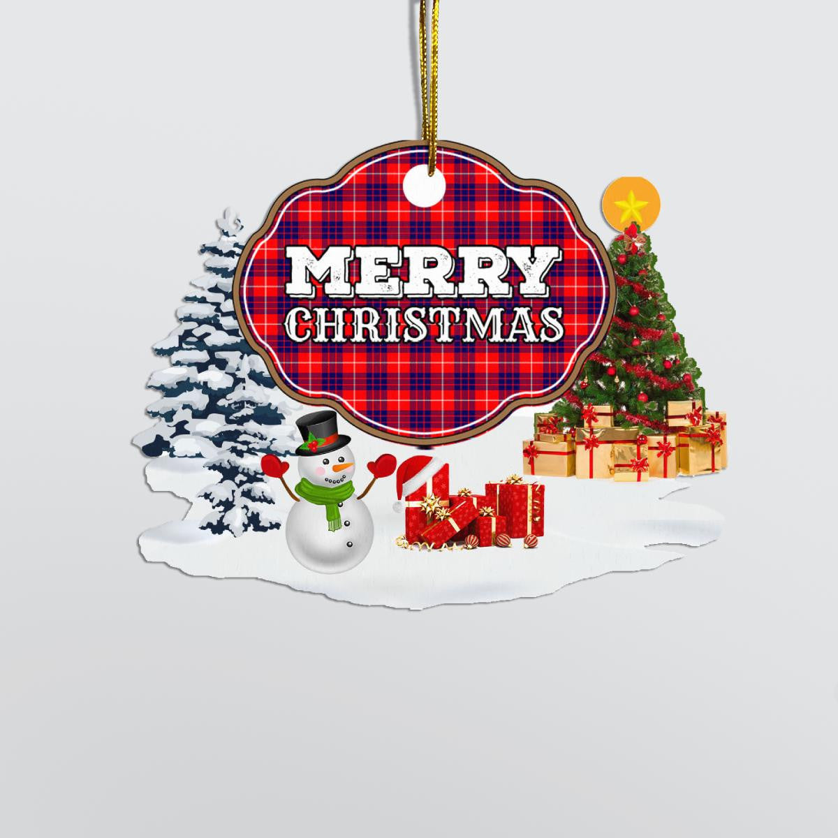 Clan Hamilton Modern "Merry Christmas" Tartan Acrylic Ornament QX37 Hamilton Modern Tartan Tartan Christmas   