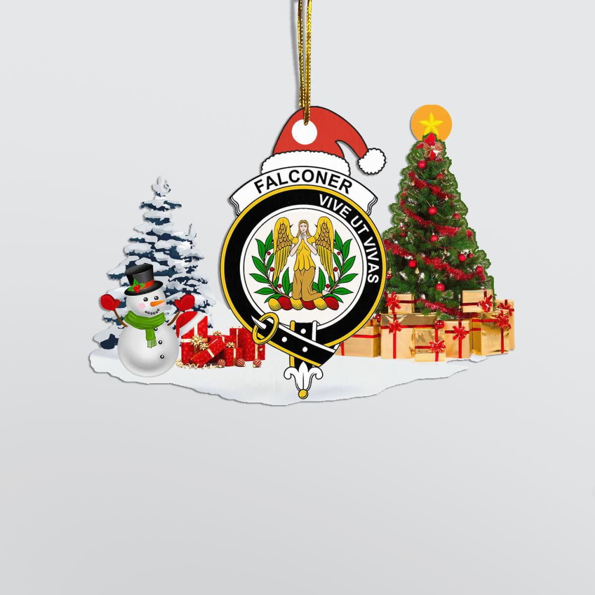 Clan Falconer Crest Tartan Acrylic Christmas Ornament SU48 Falconer Tartan Tartan Christmas   