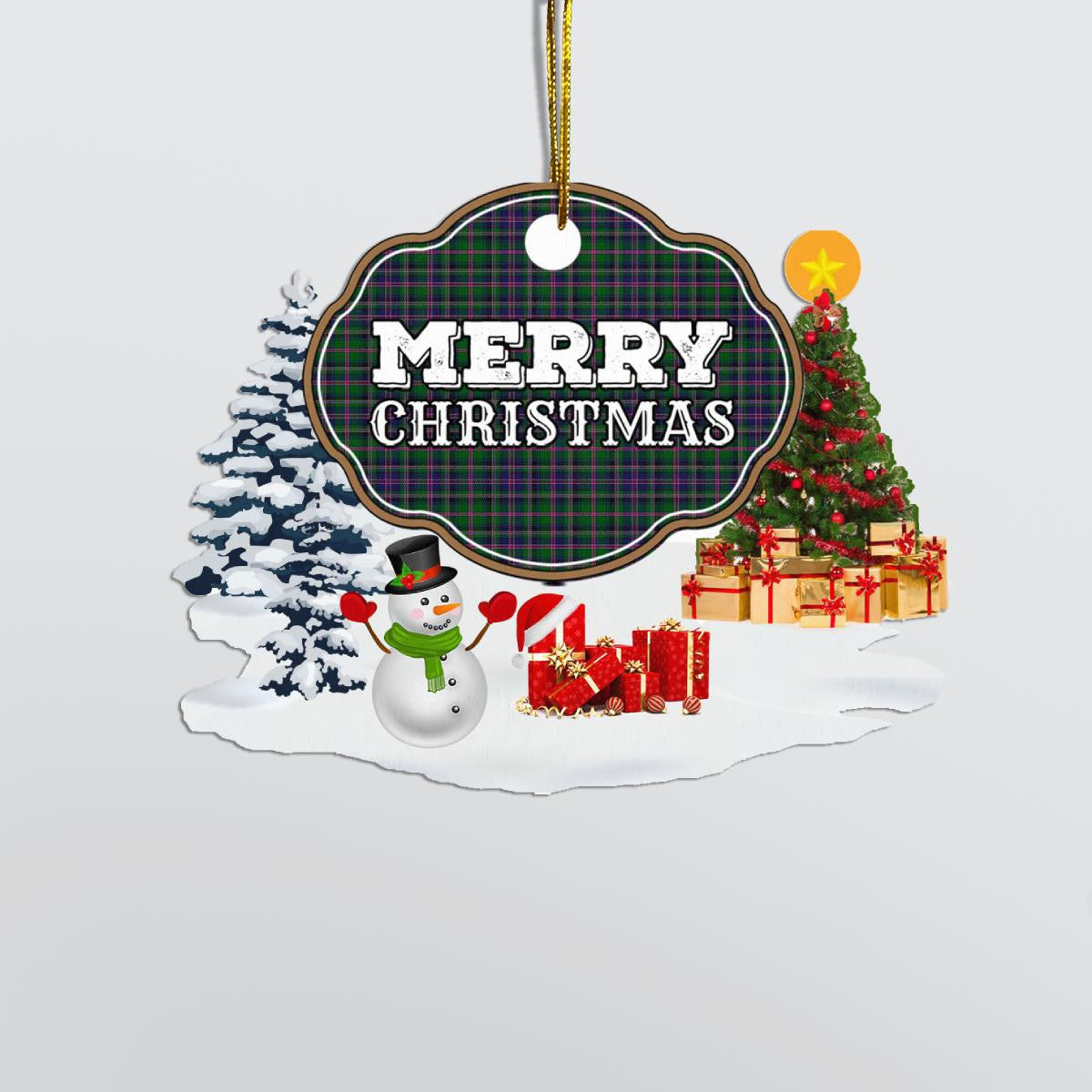 Clan Cooper Modern "Merry Christmas" Tartan Acrylic Ornament DQ25 Cooper Modern Tartan Tartan Christmas   