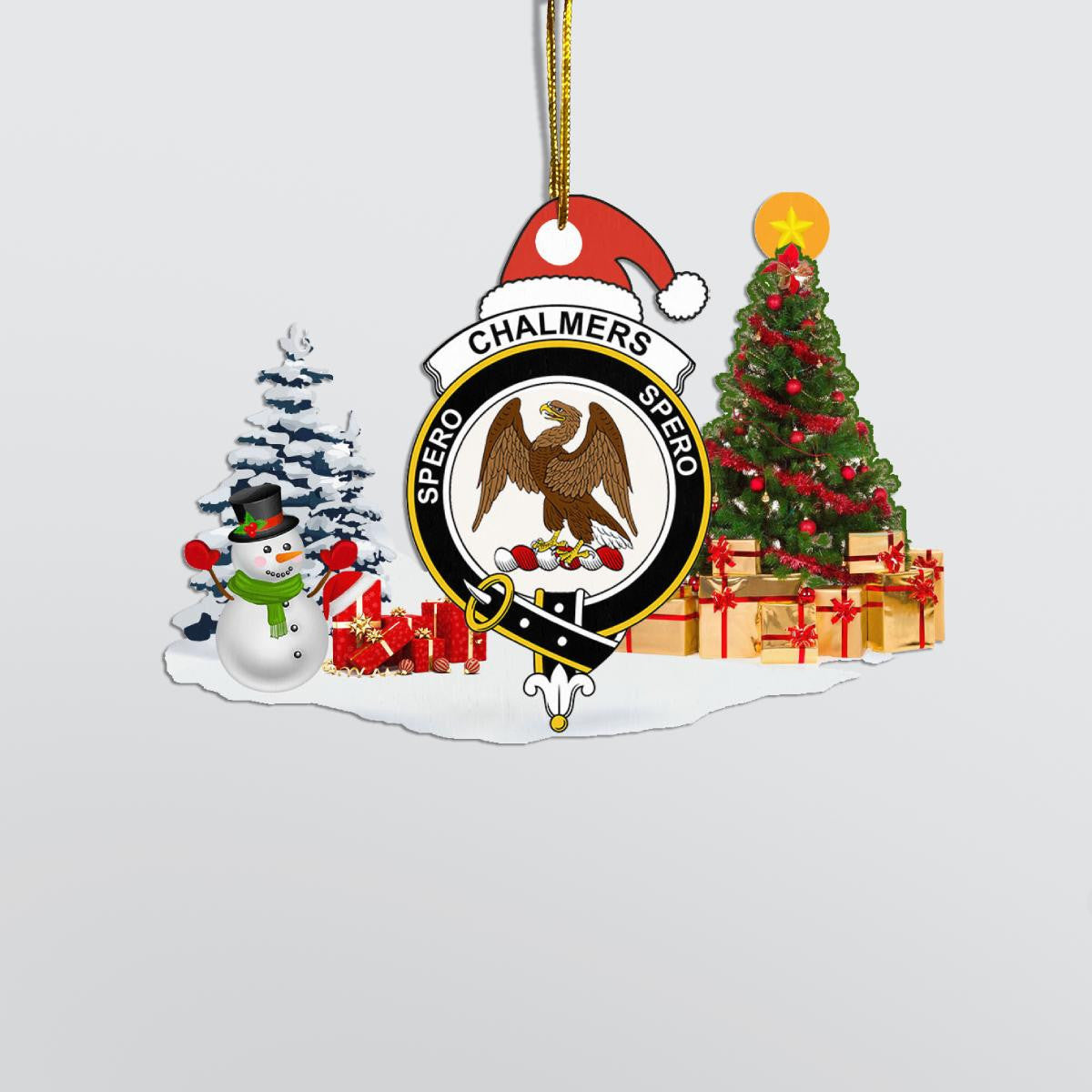 Clan Chalmers Crest Tartan Acrylic Christmas Ornament WP64 Chalmers Tartan Tartan Christmas   