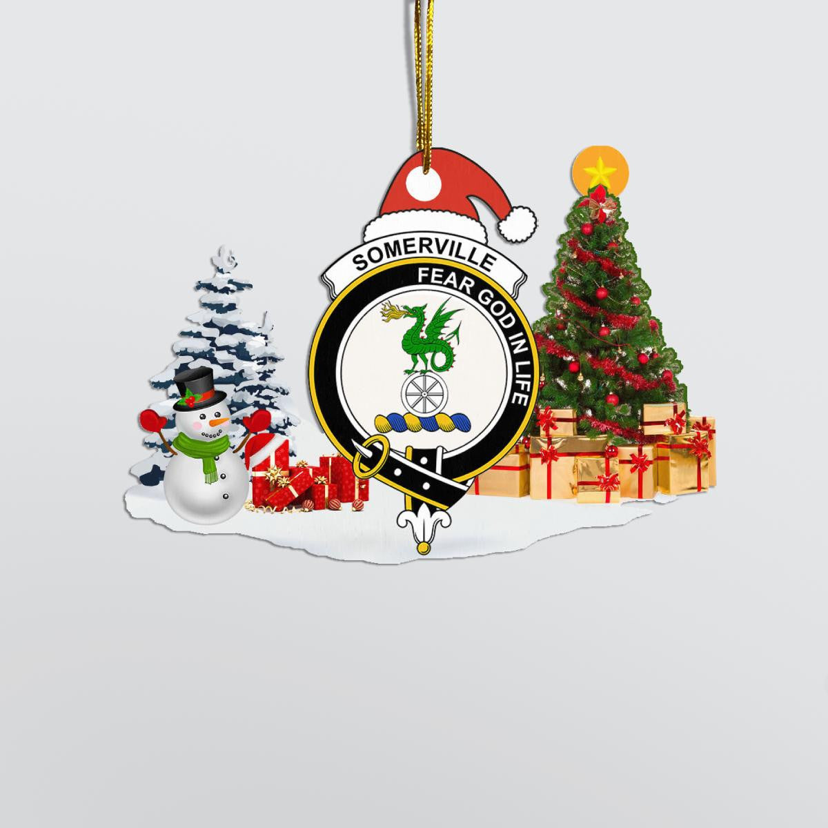 Clan Somerville Crest Tartan Acrylic Christmas Ornament AS77 Somerville Tartan Tartan Christmas   